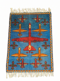 Authentic Afghan war rug with drone imagery hand-knotted by Afghan artisans
