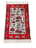 Authentic Soviet–Afghan war rug from Afghanistan with traditional red border